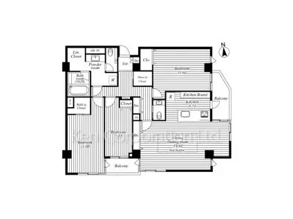 オンデンフラット(3LDK/3階)の間取り写真