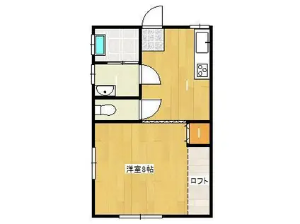 プレリットD棟(1DK/2階)の間取り写真