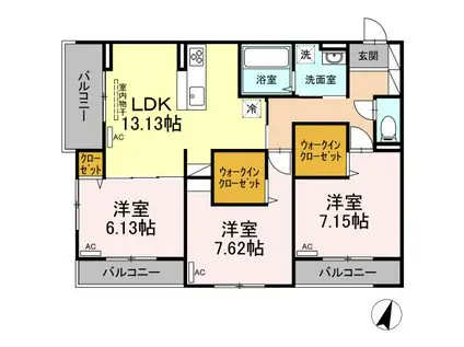 アリビオ(3LDK/2階)の間取り写真