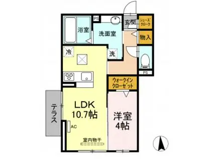 ローブ花水木(1LDK/1階)の間取り写真