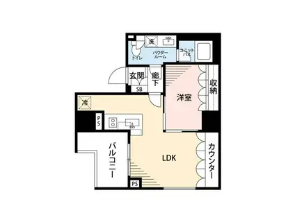 マイナビSTAYサニーサイド勝どき(1LDK/11階)の間取り写真