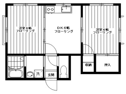 ハイムスズキ(2DK/1階)の間取り写真