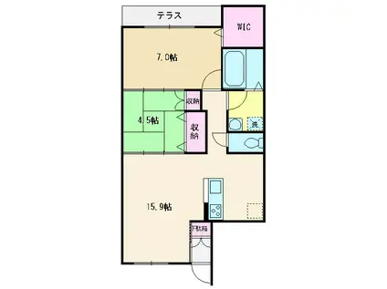 ファインズヒル(2LDK/1階)の間取り写真