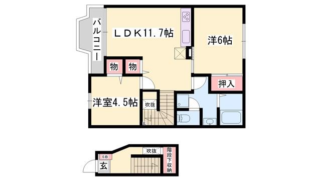 グレイスフルフィールドII(2LDK/2階)の間取り写真