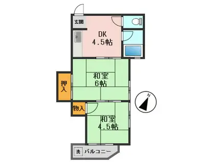 西小岩アビタシオン(2K/2階)の間取り写真