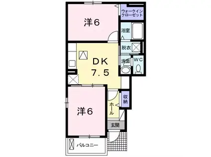 メルヘン イリーデ(2DK/1階)の間取り写真