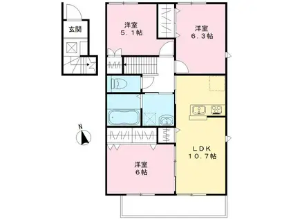 ユアメゾン益野(3LDK/2階)の間取り写真