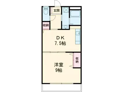 ヴィラ弥生 壱番館(1DK/2階)の間取り写真