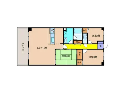 ライオンズマンション北鈴蘭台第二(3LDK/7階)の間取り写真