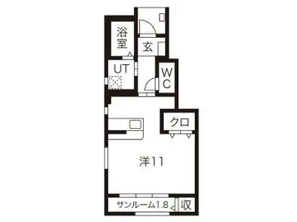 CARA BIALCO(ワンルーム/1階)の間取り写真