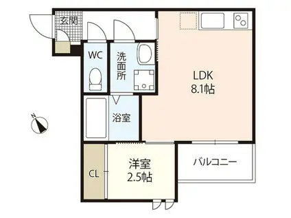 REGALEST 舟入本町SK(1LDK/3階)の間取り写真