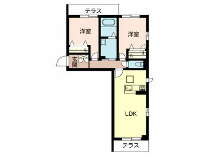 T RESIDENCE 宮司西町(2LDK/1階)の間取り写真