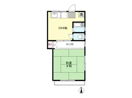 ハイツコーワ(1DK/2階)の間取り写真