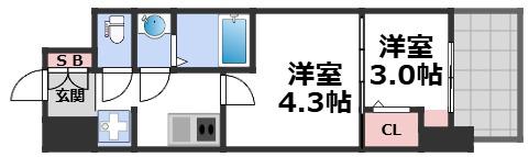 セレニテ東梅田アリエ(2K/11階)の間取り写真