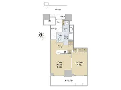 ジオタワー大阪十三(1LDK/11階)の間取り写真