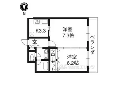 DELEAD北大路(2K/5階)の間取り写真