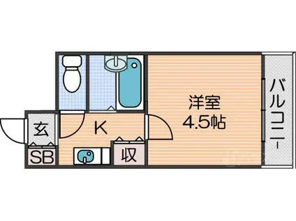 インペリアル5号館(ワンルーム/5階)の間取り写真