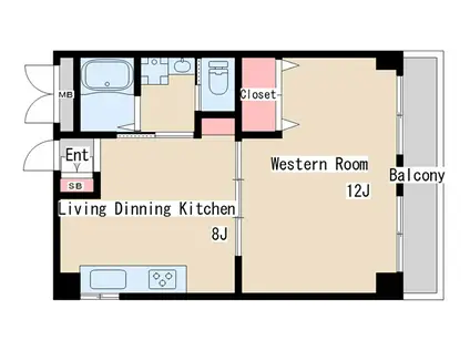 高取台ハイツ(1LDK/4階)の間取り写真