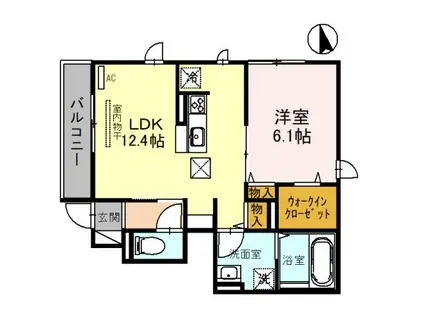 グランドソレーユ西浜(1LDK/1階)の間取り写真