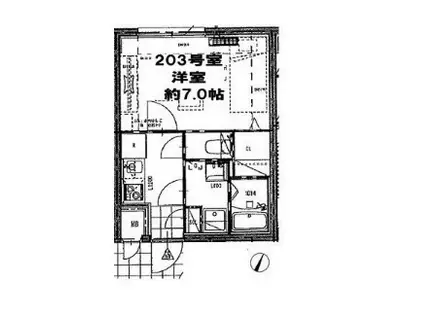 LEAGALAND目黒大岡山(1K/2階)の間取り写真