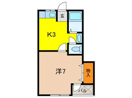 FRIEND NIGAWA ウエスト(1K/1階)の間取り写真