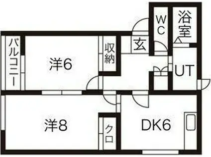 ビレッジ日蔭5号(2DK/2階)の間取り写真