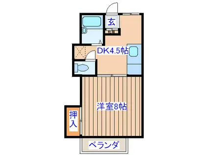 オーレ東仙台I(1DK/2階)の間取り写真