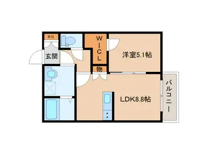 ジーメゾン大和郡山ラシード(1LDK/1階)の間取り写真