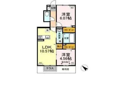 コンフォール巨勢(2LDK/1階)の間取り写真