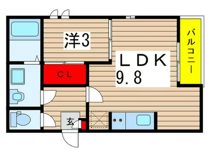 フォンティーナ本千葉(1LDK/1階)の間取り写真