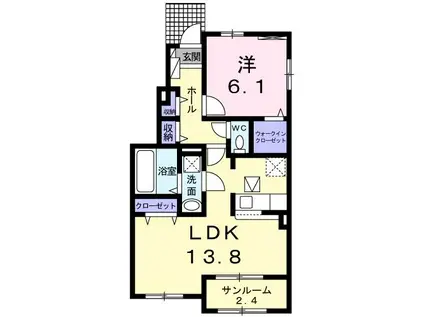 グランドハウス上田I(1LDK/1階)の間取り写真