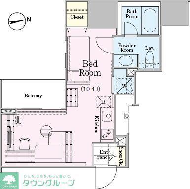 ロイジェントパークス四ッ谷(1K/4階)の間取り写真