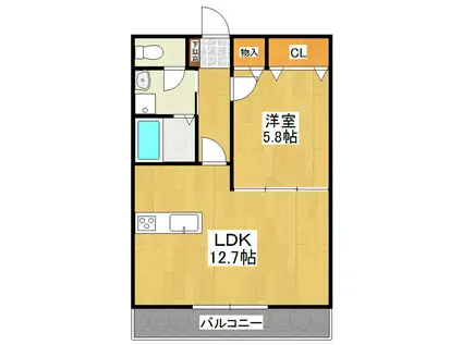 シャンドフルール(1LDK/3階)の間取り写真
