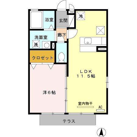 ルミエール(1LDK/1階)の間取り写真