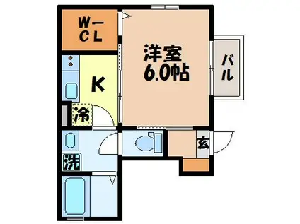 フォンティーヌ若葉(1K/1階)の間取り写真