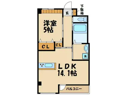 ヴィラカンターレ(1LDK/3階)の間取り写真