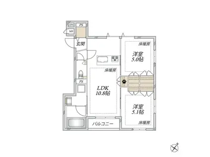 小茂根3丁目メゾン(2LDK/2階)の間取り写真