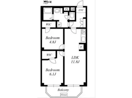 大森山王リハイム(2LDK/2階)の間取り写真