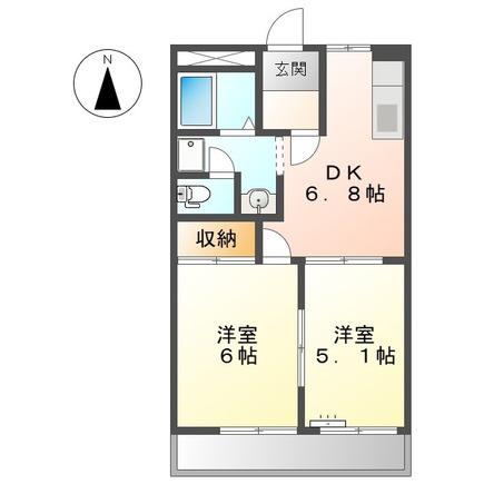 エポックハウス西桜木(2DK/2階)の間取り写真