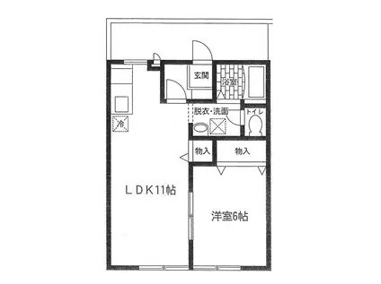 中央公園弐番館(1LDK/1階)の間取り写真