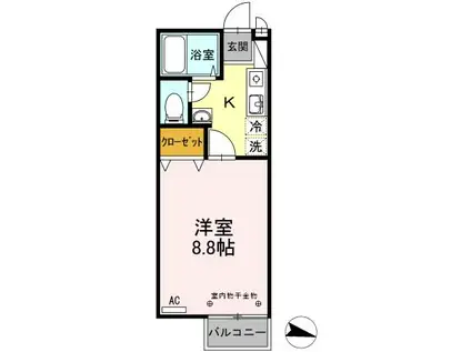 セジュール栗林南(1K/1階)の間取り写真