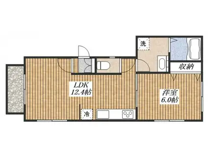 CERISIER(1LDK/1階)の間取り写真