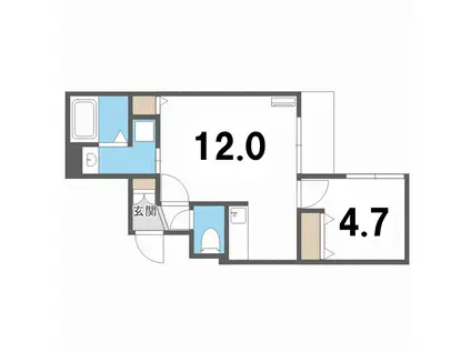 AMBITION NAKAJIMA PARKアンビションナカジマ(1LDK/1階)の間取り写真