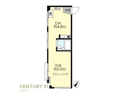 ハイム勝美B棟(1DK/2階)の間取り写真