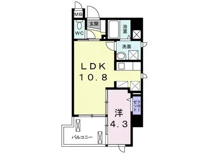 クレア城南(1LDK/5階)の間取り写真