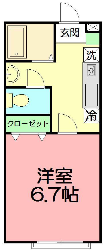 カシオペア(1K/2階)の間取り写真