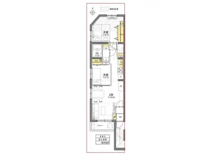 TASUKI RICHESSE SHIN-NAKANOタスキ リシェ(2LDK/2階)の間取り写真