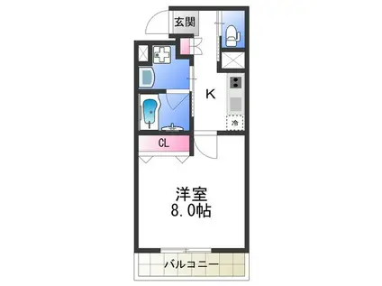 ブラン花園町(1K/7階)の間取り写真