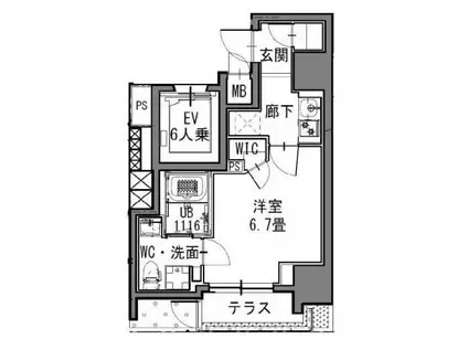 S-RESIDENCE新御徒町イースト(1K/1階)の間取り写真