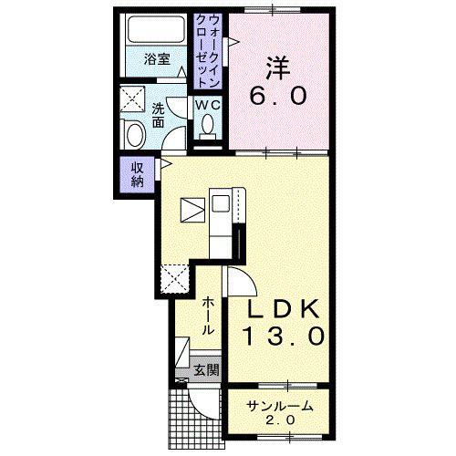 東武伊勢崎線 羽生駅 バス乗車時間：4分 最寄りバス停で下車 徒歩5分 2階建 築1年(1LDK/1階)の間取り写真